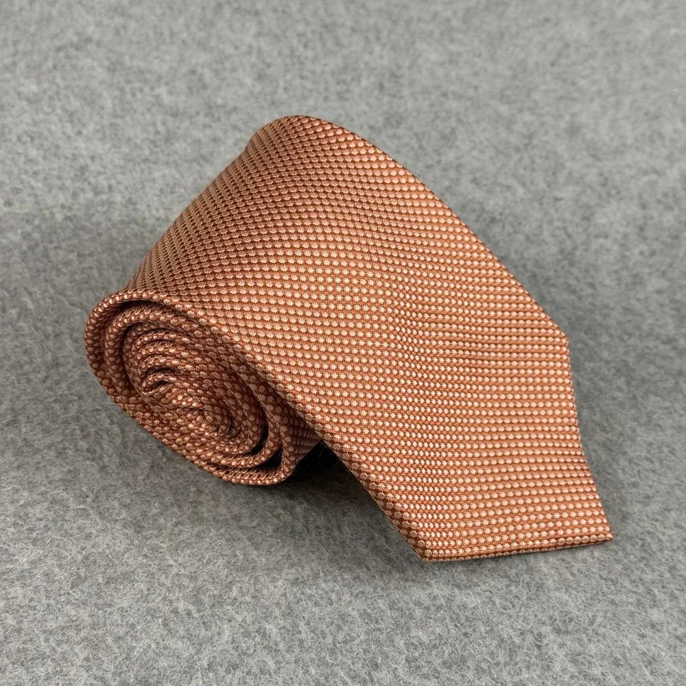 Vintage Unlisted Kenneth Cole Salmon Textured Silk Tie Birdseye 59x3.4